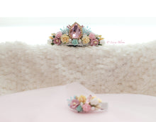 Load image into Gallery viewer, Dreamy Pastel Tiara hairband/matchy clip