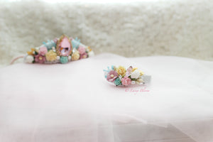 Dreamy Pastel Tiara hairband/matchy clip