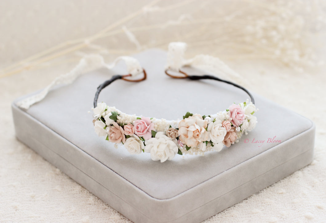 Grace floral crown (beige)