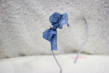 Load image into Gallery viewer, Blue lace ribbon with pearl hairband or elastic
