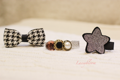 Silver and black hairclips